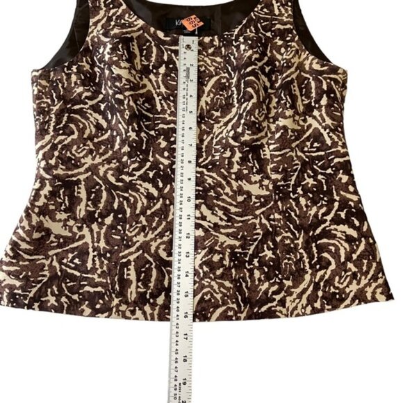 Kasper Pure Silk 2-Piece Blazer  Camisole Brown Black Cream Abstract Size US 8 - Picture 14 of 16